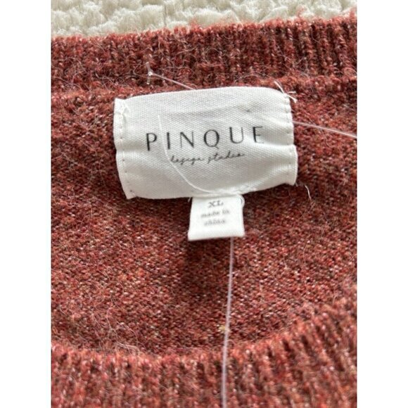 Pinque Women's Gina Crew Neck Striped Pullover Sweater Rust Stone Combo Size XL - Picture 3 of 4